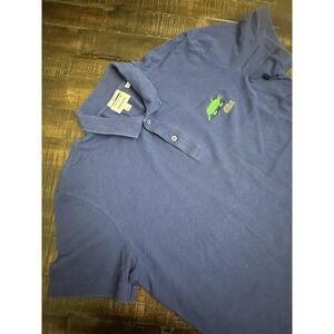Lacoste X Jeremyville Polo Shirt Mens XL Blue Graphic Croc Embroidered Logo